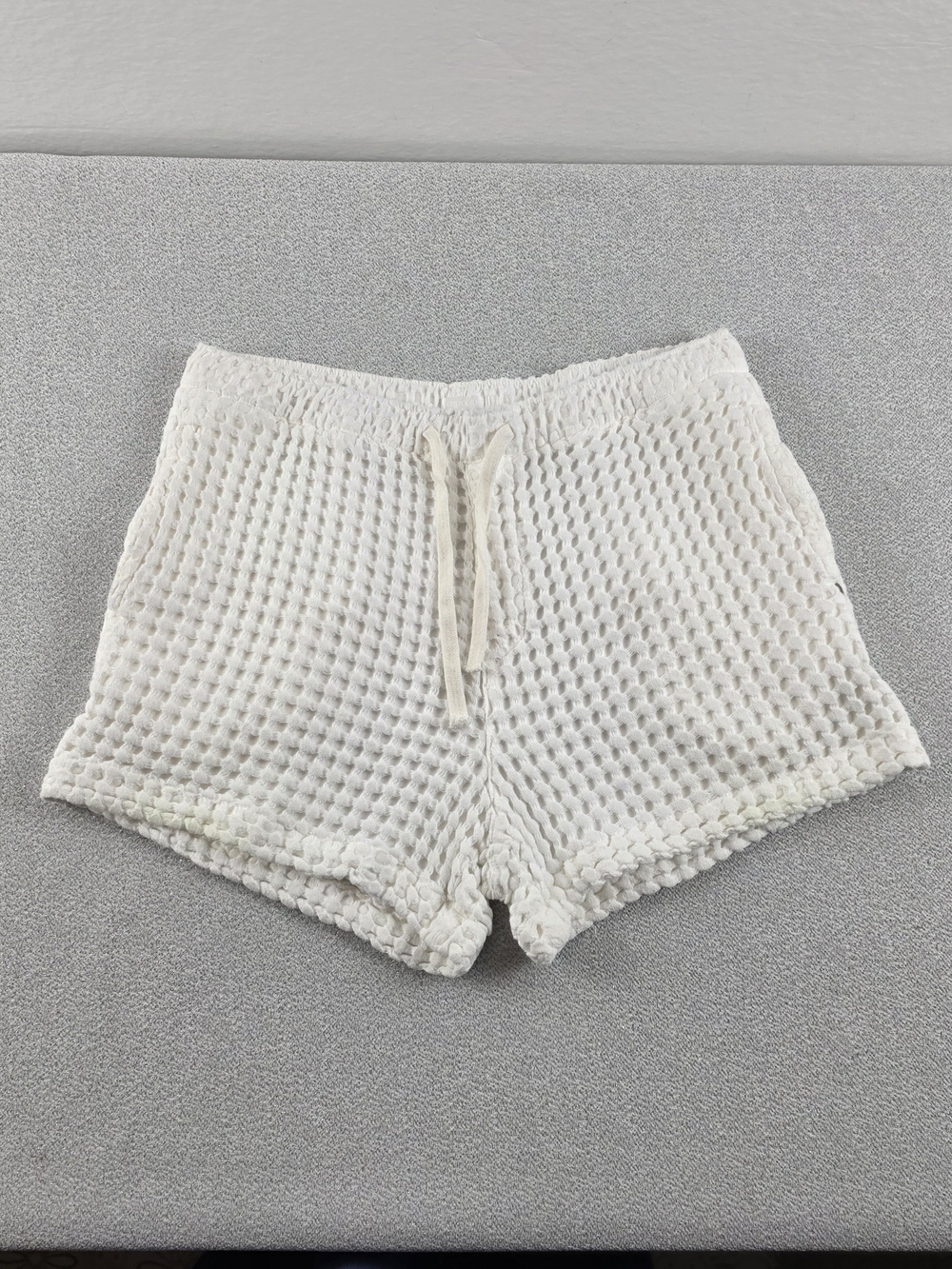 Osklen Ivory Waffle-Knit Coastal Beachwear Lounge Shorts Wmn's Med